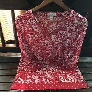 Susan Graver Silky Knit Blouse 3/4 Sleeve